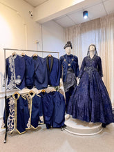 DRIZELA - Baju Pengantin Navy Blue Duchess Ballgown with Petticoat & Glitter Lace-Baju Sanding-Kot Raihan-Prince Suit-Tomaz suit