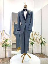 Dark Grey Two Piece Suits with Black Contrast Notch Lapel