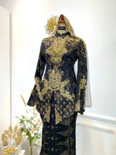 Baju pengantin hitam-Baju sanding dua potong-Baju pengantin Songket 3D-Baju pengantin lelaki dan perempuan-Pakaian pengantin elegan-Songket hitam dengan perak emas-Pakaian majlis perkahwinan-Sewa baju sanding-Baju pengantin moden-Pakaian nikah tradisional