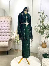 ERMA - Baju Sanding Songket Emerald Green Kebaya with Selempang Sulam Biku