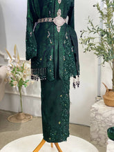 ERMA - Baju Sanding Songket Emerald Green Kebaya with Selempang Sulam Biku