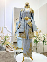 Malay wedding dress rental, Baju Sanding rental, Songket Kebaya, Kot Raihan, bride & groom wedding attire, icy blue wedding, silver embroidery