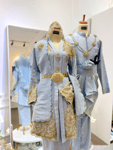 Malay wedding dress rental, Baju Sanding rental, Songket Kebaya, Kot Raihan, bride & groom wedding attire, icy blue wedding, silver embroidery