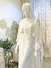 HAWA - Baju Nikah Off White Essential Loose Dress with Detachable Cape-baju nikah-sewa baju nikah-tempah baju nikah