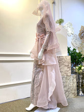 DAZZLING DELILAH - Baby Pink with Silver Fishtail Dress with 3D Flower in Pink 