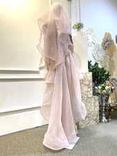 DAZZLING DELILAH - Baby Pink with Silver Fishtail Dress with 3D Flower in Pink 