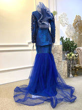 TULIP PETAL - Two-Piece Songket Wedding Dress Royal Electric Blue [FOR SALE]