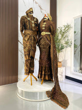 INDERASARI set baju sanding dark brown bronze songket 3D dengan two-piece dress keradung sari dan kot raihan untuk majlis perkahwinan tradisional melayu