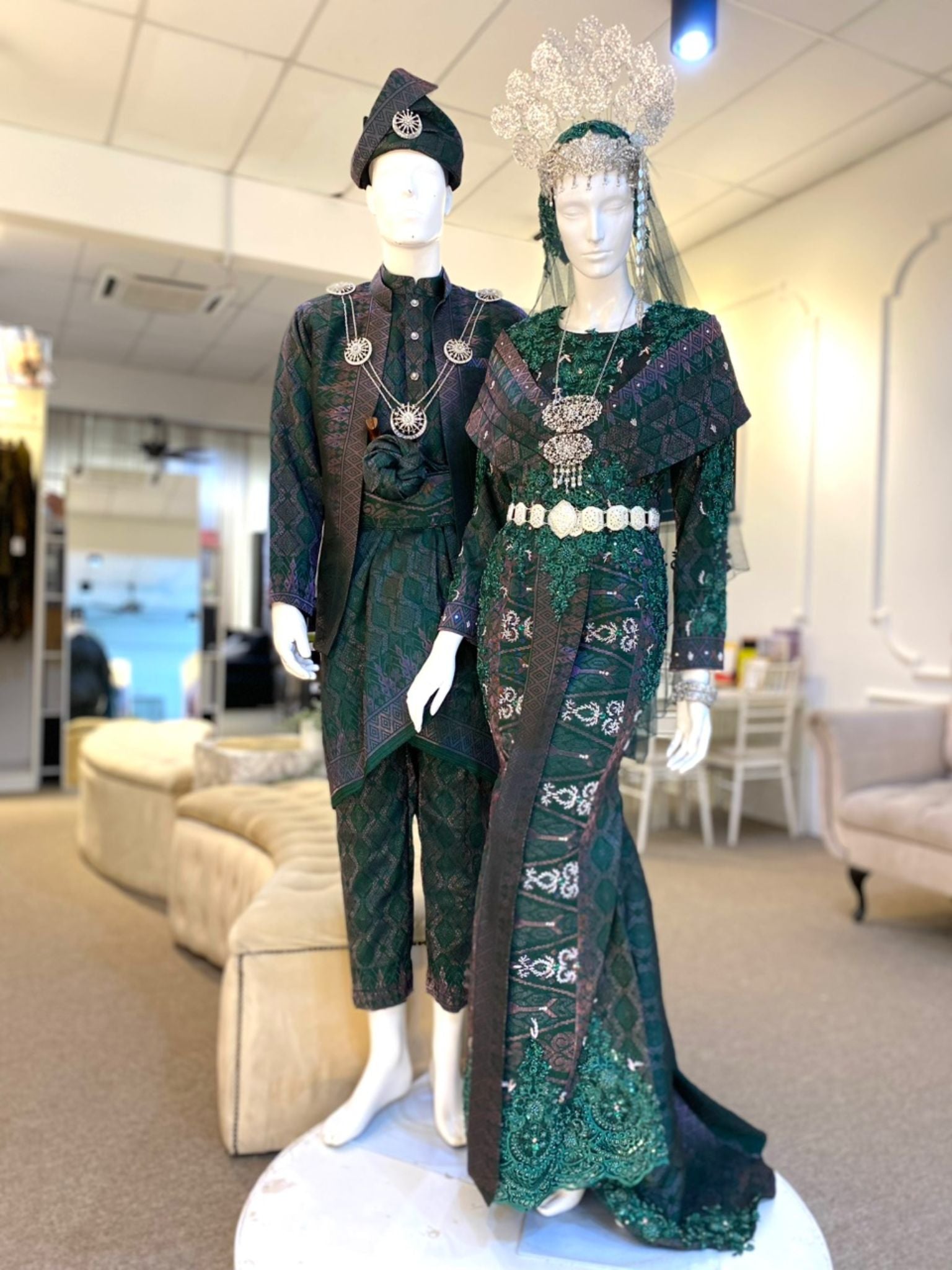 JENTAYU - Baju Pengantin Emerald Green Songket Dress-baju sanding hijau-songket hijau-price suit