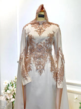 JESLINA - Baju Sanding Peach Champagne Wedding Dress with Long Medieval Sleeve