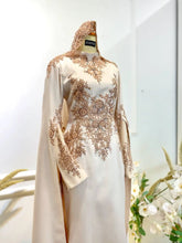 JESLINA - Baju Sanding Peach Champagne Wedding Dress with Long Medieval Sleeve