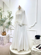KHADIJAH - Baju Nikah Off White Chiffon Ballgown with Detachable Cape