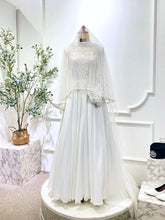 KHADIJAH - Baju Nikah Off White Chiffon Ballgown with Detachable Cape