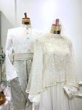 KHADIJAH - Baju Nikah Off White Chiffon Ballgown with Detachable Cape