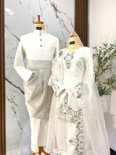 Pakej sewa baju nikah lengkap off-white eksklusif untuk pasangan pengantin sedondon di majlis solemnization atau akad nikah