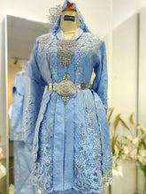 LATIFAH - Icy Blue & Silver Songket Kebaya Wedding Dress with Selempang Sulam (Baju Sanding)