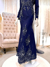 LEESA - Baju Pengantin Navy Blue Duchess Dress with Detachable Trail-baju sanding-baju kahwin