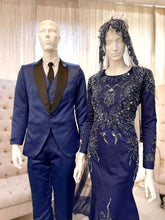 LEESA - Baju Pengantin Navy Blue Duchess Dress with Detachable Trail-baju sanding-baju kahwin