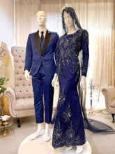 LEESA - Baju Pengantin Navy Blue Duchess Dress with Detachable Trail-baju sanding-baju kahwin
