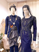 LEESA - Baju Pengantin Navy Blue Duchess Dress with Detachable Trail-baju sanding-baju kahwin