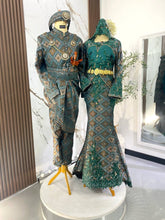 LESTARI set baju sanding emerald green brown songket 3D dengan dress moden dan kot raihan untuk majlis perkahwinan tradisional melayu