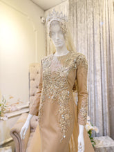 LUNA - Baju Pengantin Brown Champagne Duchess Dress with Detachable Trail-baju sanding-tomaz suit