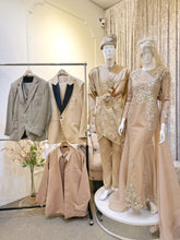 LUNA - Baju Pengantin Brown Champagne Duchess Dress with Detachable Trail-baju sanding-tomaz suit