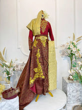 Mahawangsa blends songket tradition with regal elegance, featuring a 2-piece bridal set & Kot Raihan suit. Make a majestic statement on your big day!