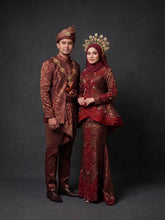 MARIANA - Baju Sanding Maroon Songket Two Piece Peplum Dress