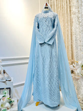 MECCA - Baju Pengantin Baby Blue with Icy Blue Sequin Laces Loose A-cut Dress-baju sanding-kot raihan-suit tomaz