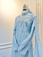 MECCA - Baju Pengantin Baby Blue with Icy Blue Sequin Laces Loose A-cut Dress-baju sanding-kot raihan-suit tomaz