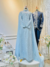 MECCA - Baju Pengantin Baby Blue with Icy Blue Sequin Laces Loose A-cut Dress-baju sanding-kot raihan-suit tomaz