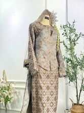 Javanese kebaya wedding dress rental-Songket Baju Sanding inspired by Kebaya-Malay-Javanese wedding attire rental-Grey and gold Baju Pengantin modern-Detachable corset bridal dress Malaysia