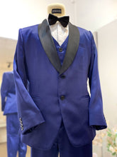 NAVY BLUE 3-Navy Blue 3-Piece Wedding Suit with Black Shawl Lapel-groom suit-custom wedding suit-rent tuxedo-groom suit rental-custom wedding suit design-plus size wedding suits-sewa baju pengantin lelaki-butik baju pengantin lelaki-baju pengantin lelaki moden-baju sanding moden-baju dinner lelaki
