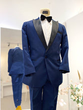 NAVY BLUE 4 - Navy Blue 2-Piece Wedding Suit with Black Peak Lapel