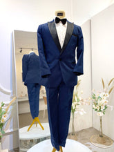NAVY BLUE 4 - Navy Blue 2-Piece Wedding Suit with Black Peak Lapel