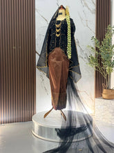 NILAKANDI black maroon Kebaya Kutubaru with Dokoh Rantai and veil