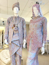 NINA - Kurung Kebaya Songket Dusty Pink & Baby Blue-Kot Raihan 3 Pcs-Songket Dusty Pink-Songket Baby Blue-Baju Pengantin Muslimah