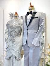 Rent the PALOMA Baju Sanding Off White Songket Two-Piece Tulip Dress from Butik Pengantin PP Signature for your wedding reception. Elegant and timeless, made from premium Songket 2D fabric with silver accents.