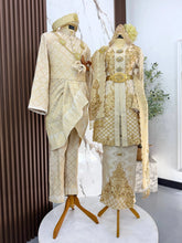 PERMATA set baju sanding light brown gold songket 3D kebaya moden dengan kot raihan untuk majlis perkahwinan tradisional melayu