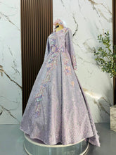 Bride full view PETUNIA Baju Sanding purple silver Duchess ballgown with petticoat volume