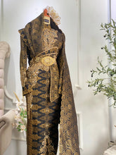 Baju Sanding Songket Black & Gold-Traditional Malay Wedding Attire-Kot Raihan Groom Suit in Black-Black & Gold Baju Pengantin-Keradung Sari Bridal Dress