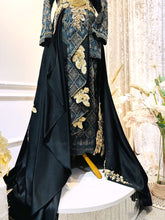 PUTERI MAYANG - Baju Pengantin Songket Teal Blue Two Piece with Skirt & Detachable Trail