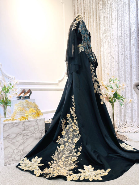 PUTERI MAYANG - Baju Pengantin Songket Teal Blue Two Piece with Skirt & Detachable Trail | PP Signature PP Signature Bridal PUTERI MAYANG - Baju Pengantin Songket Teal Blue Two Piece with Skirt & Detachable Trail | PP Signature PP Signature Bridal