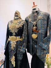 PUTERI MAYANG - Baju Pengantin Songket Teal Blue Two Piece with Skirt & Detachable Trail