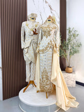 PERMATA set baju sanding light brown gold songket 3D kebaya moden dengan kot raihan untuk majlis perkahwinan tradisional melayu