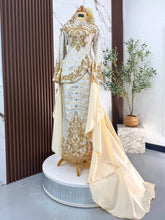 PUTERI SUKMA - Baju Sanding Cream Songket Two-Piece Dress with Songket Skirt & Detachable Trail