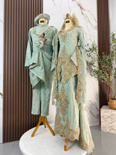 Pakej sewa baju sanding lengkap sage green songket 3D eksklusif untuk pasangan pengantin bergaya di majlis resepsi atau majlis bertandang