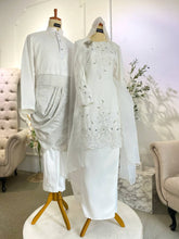 QASEJ - Baju Nikah Off-White Duchess Kurung Moden with Selempang Sulam