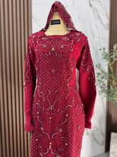 RAMONA - Baju Sanding Maroon Duchess with Lace Trumpet Dress